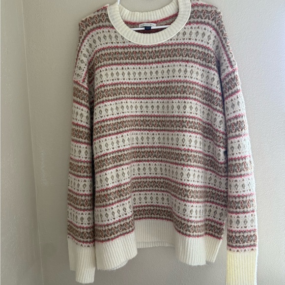 American Eagle Outfitters Sweaters - American Eagle Outfitters Fair Isle Sweater - Cream and Red